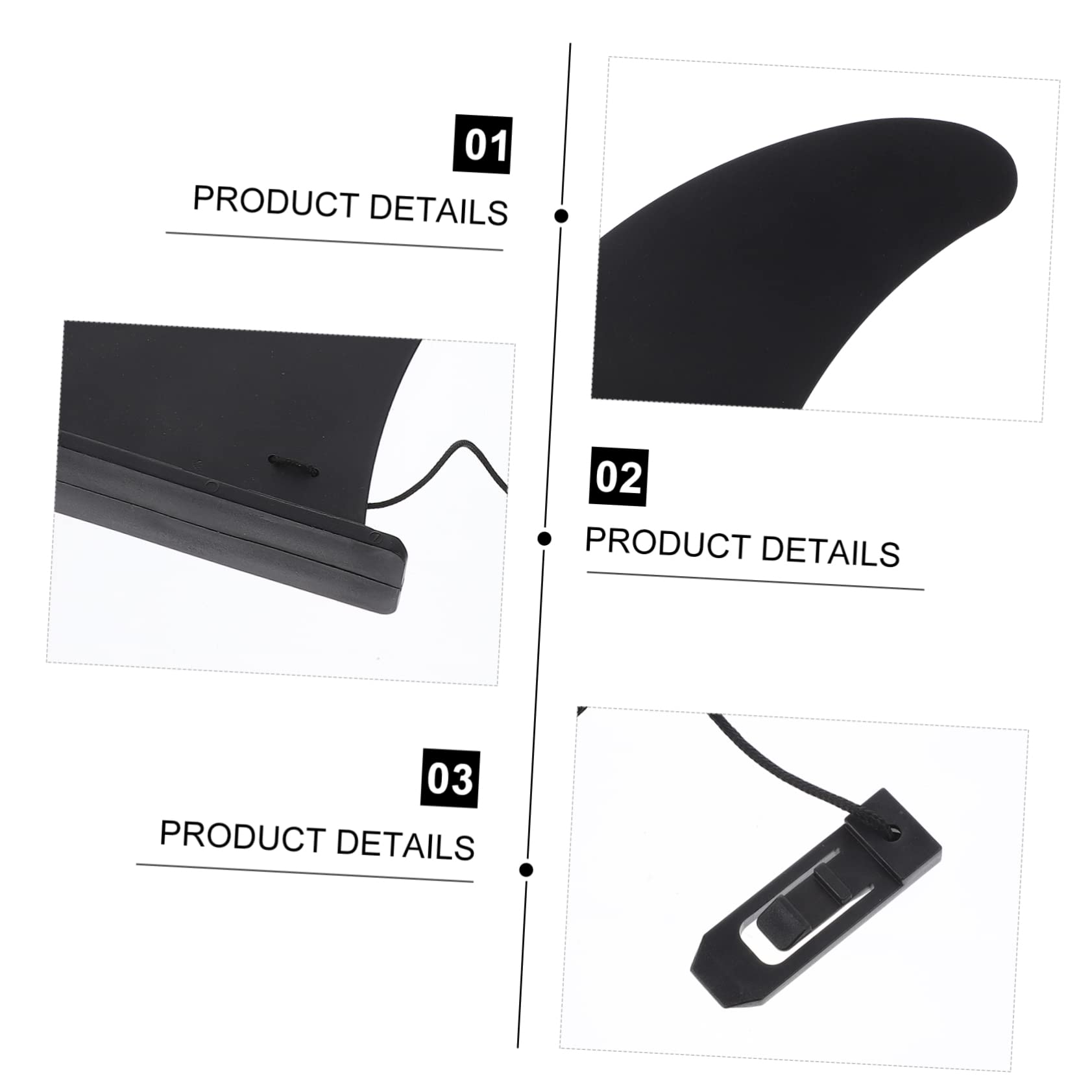 Lot de 3 Ailerons de Longboard en Nylon, à Clipser, pour Planche de Surf, Design Renforcé, Virages Serrés, Noir | Longboard et Paddle Surf, Virages Rapides et Serrés, Fixation par Insertion