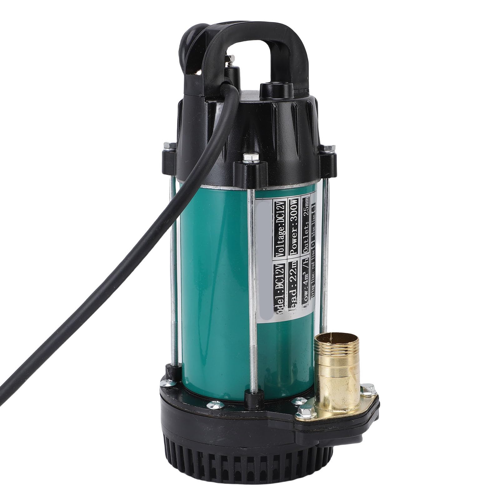 Annadue Bomba Sumergible 300W, Elevación 22m, Caudal 4m³/h, Acero (DC12V)