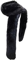 Vista 1 de Bettli Bufanda de piel de mapache de zorro sintético extra grande para hombre y mujer Negro