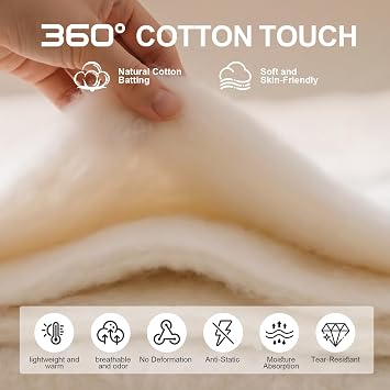 100% Natural Cotton Quilt Batting 47x59-Light Weight, Purely All Season Breathable & Soft-Ideal for Quilting, Sewing, Wearable Art & DIY