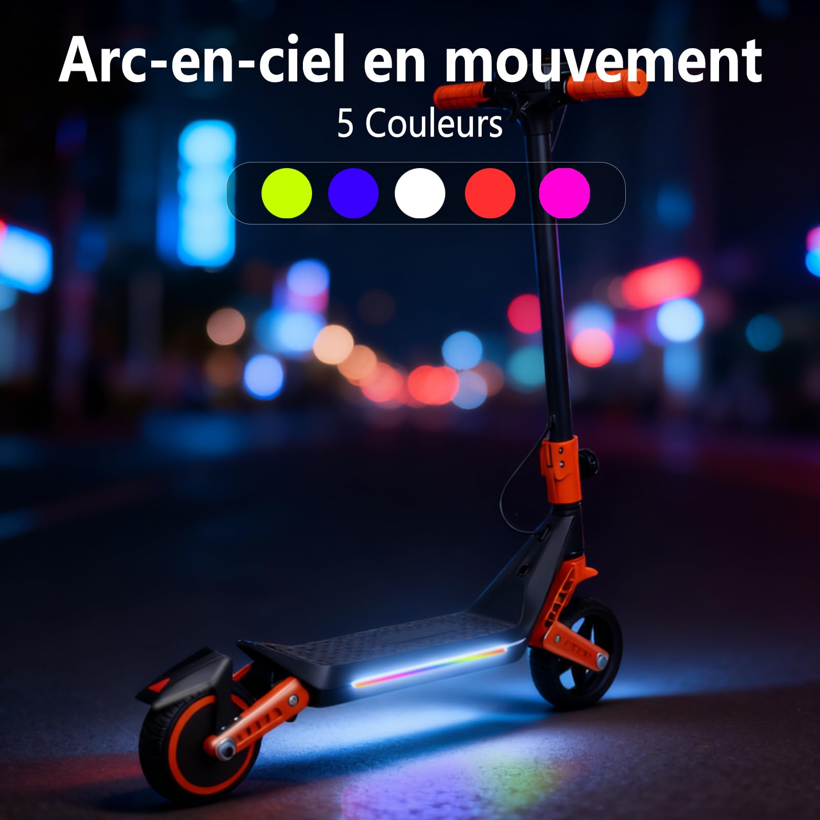 Trottinette Électrique pour Enfants, Scooter électrique Pliable avec Double Suspension Avant/Arrière écran LED et néons, Pneus Pleins 6.5", 3 Vitesses Autonomie 12 km, Charge Max 70 kg