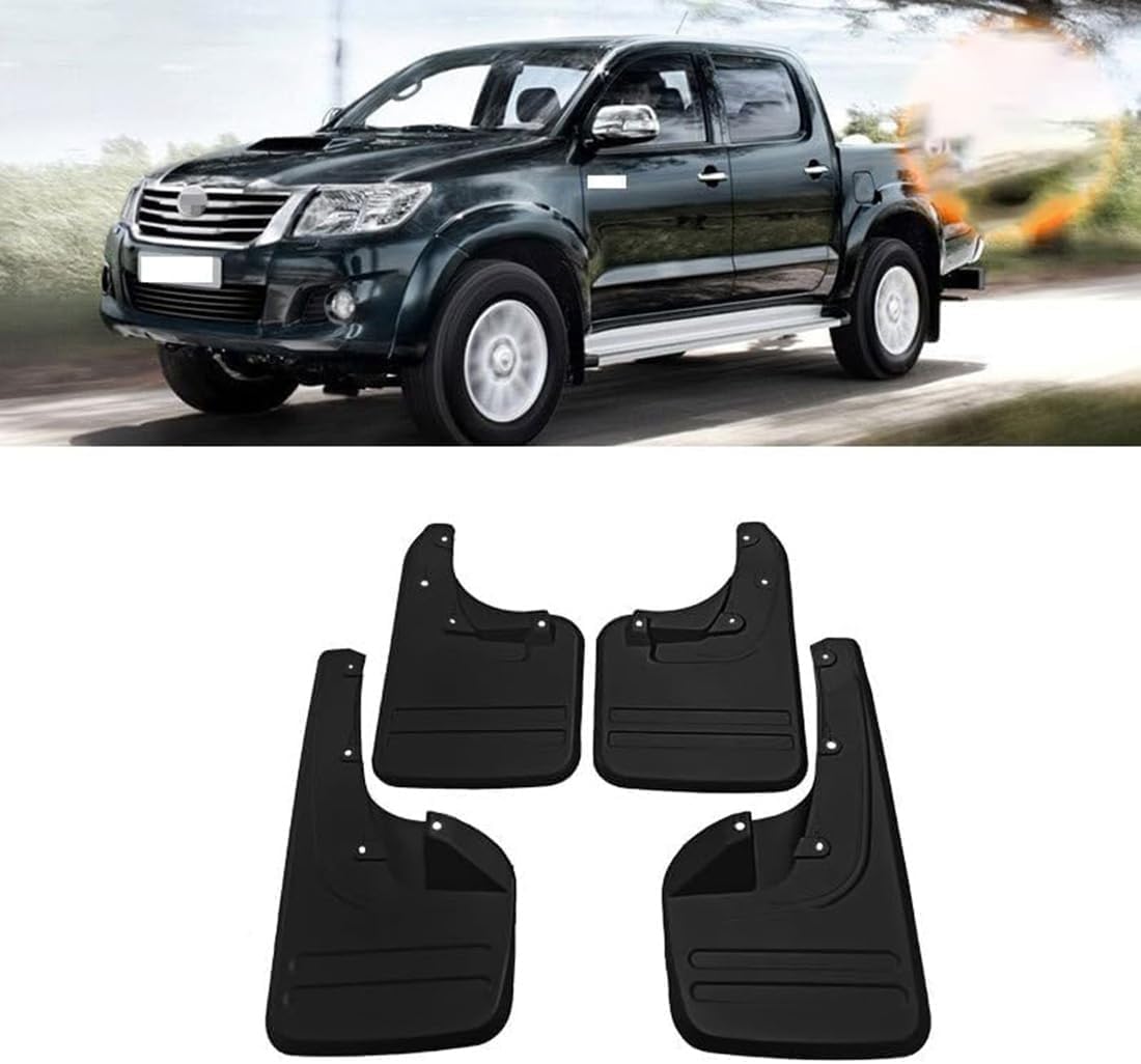 RESKIU 4PCS Mud Flaps for Toyota Hilux Vigo (12) 2006-2014, Splashproof No Drill Easy Install Front Rear Wheel Protection Fender Mudflaps All-Weather Splash Guards