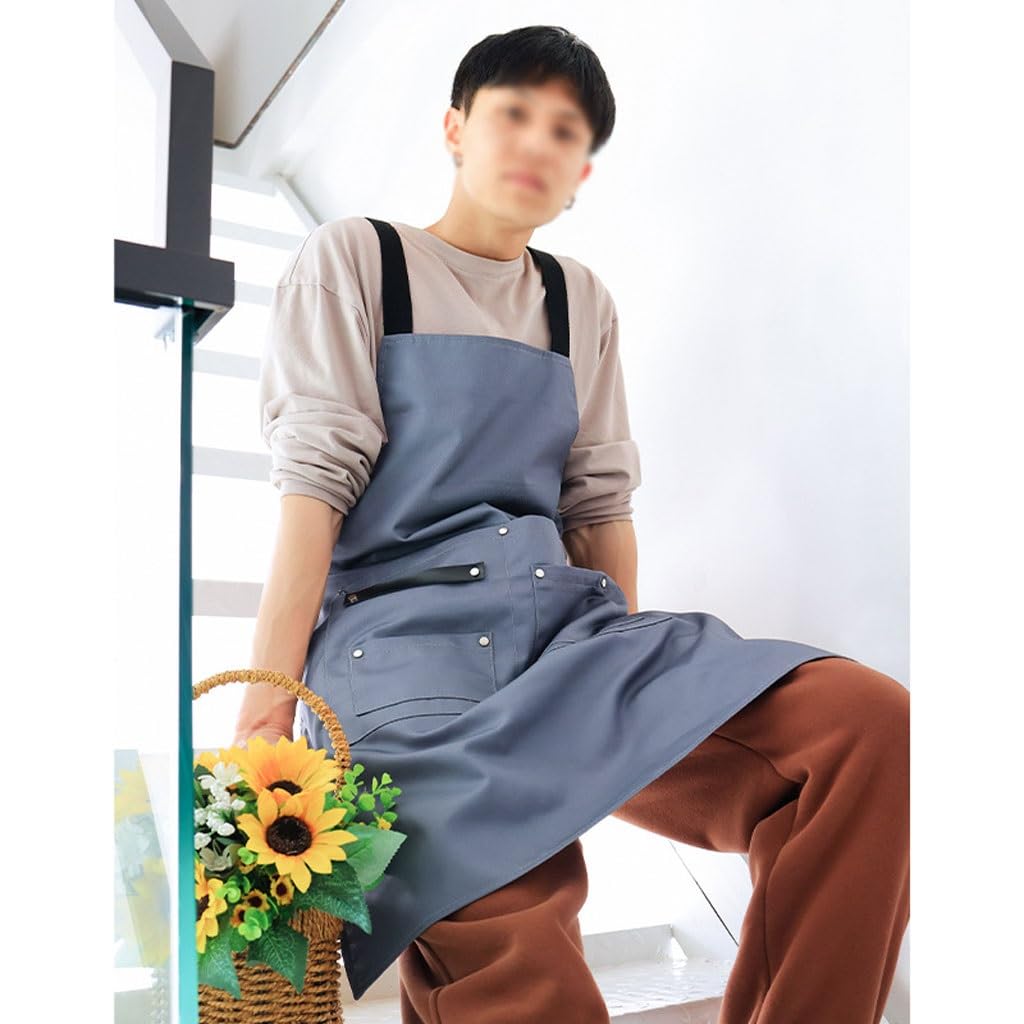 TEESONG Delantal de Chef Delantal Sencillo Coreano de Lona for el hogar, Cocina, Peluquero y manicurista, Ropa de Trabajo for Hombres y Mujeres Delantales para Hombres(A)