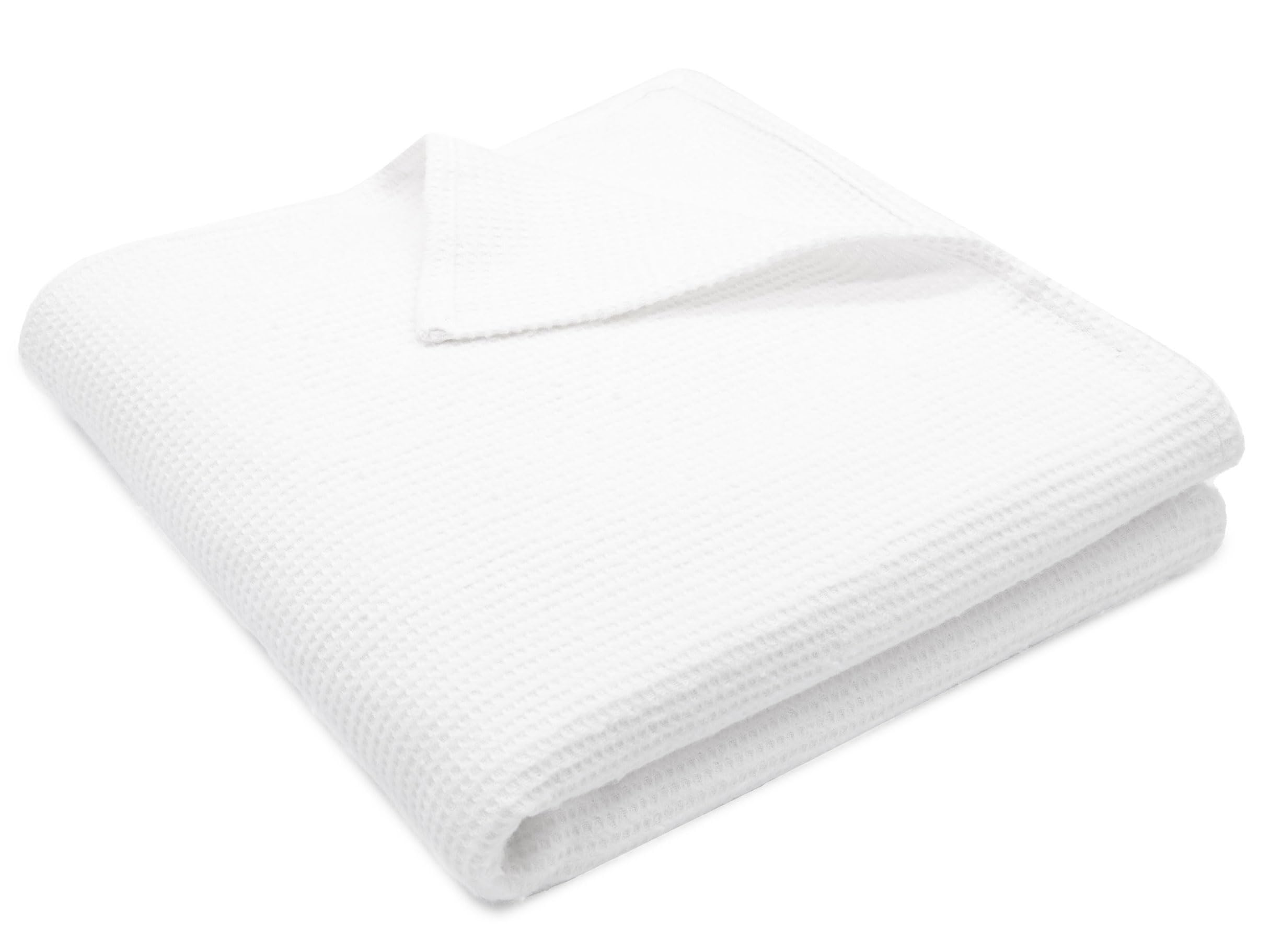 ZOLLNER Manta Grande de piqué para Verano, 225x150 cm, Blanca, 100% algodón