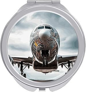 Espejo de maquillaje de viaje de arte de avió...