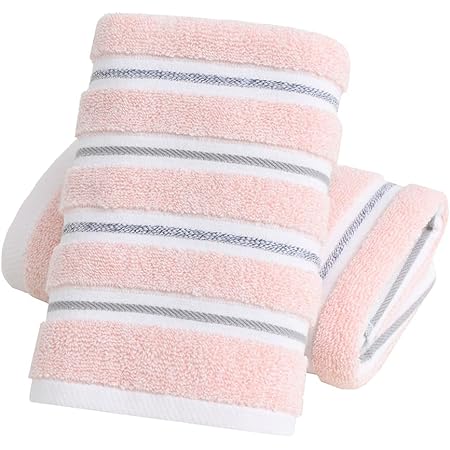 Amazon.com: YiLUOMO Ribbed Striped Hand Towel Set of 2 Cotton, Quick ...