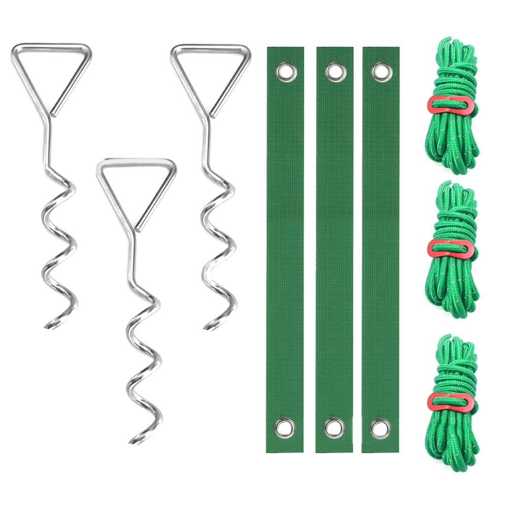 Littimoon Tree Stakes and Supports for Leaning Trees 3Pcs 11.8Inch Spiral Tree Stake Kit with Tree Straps Anchor Ropes