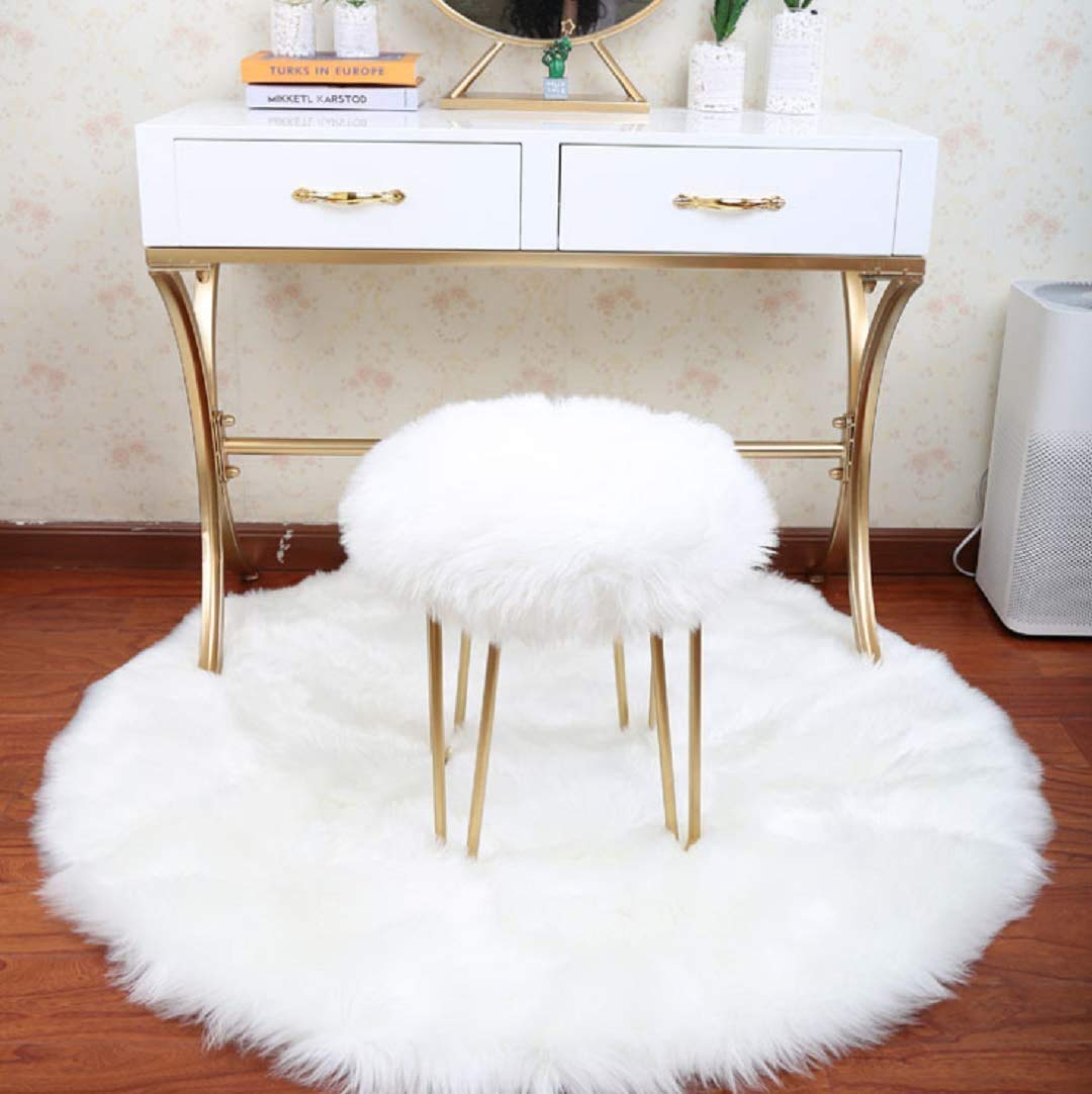 Tapis Imitation Peau De Mouton - Fausse Laine Longue Blanche, Doux Et Chaud, 60x60 Cm (100% Polyester)