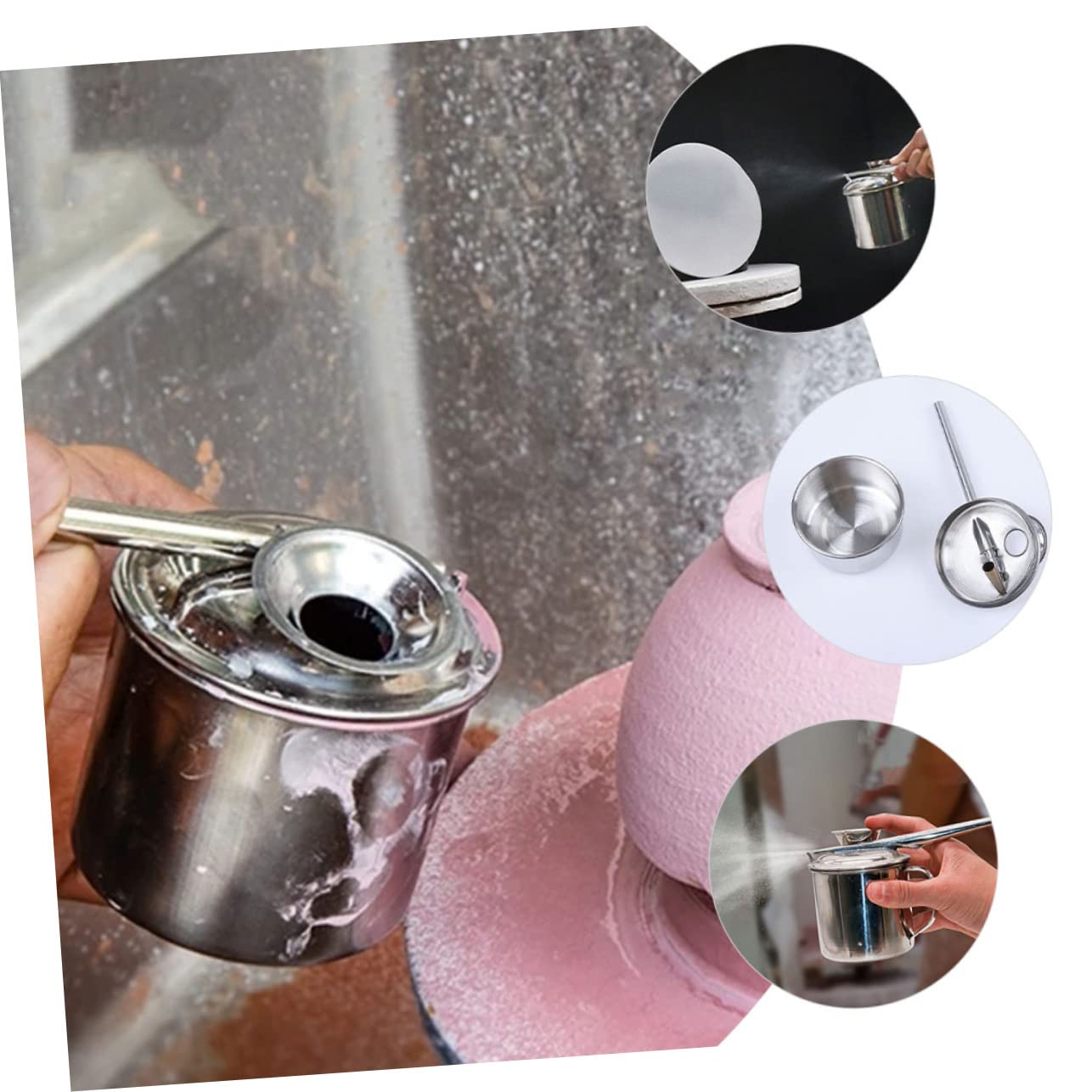 STOBOK 3 Pezzi di Utensili per Pittura su Ceramica Smaltatura in Metallo Vernice Spray Accessori per La Realizzazione di Vasi in Argilla