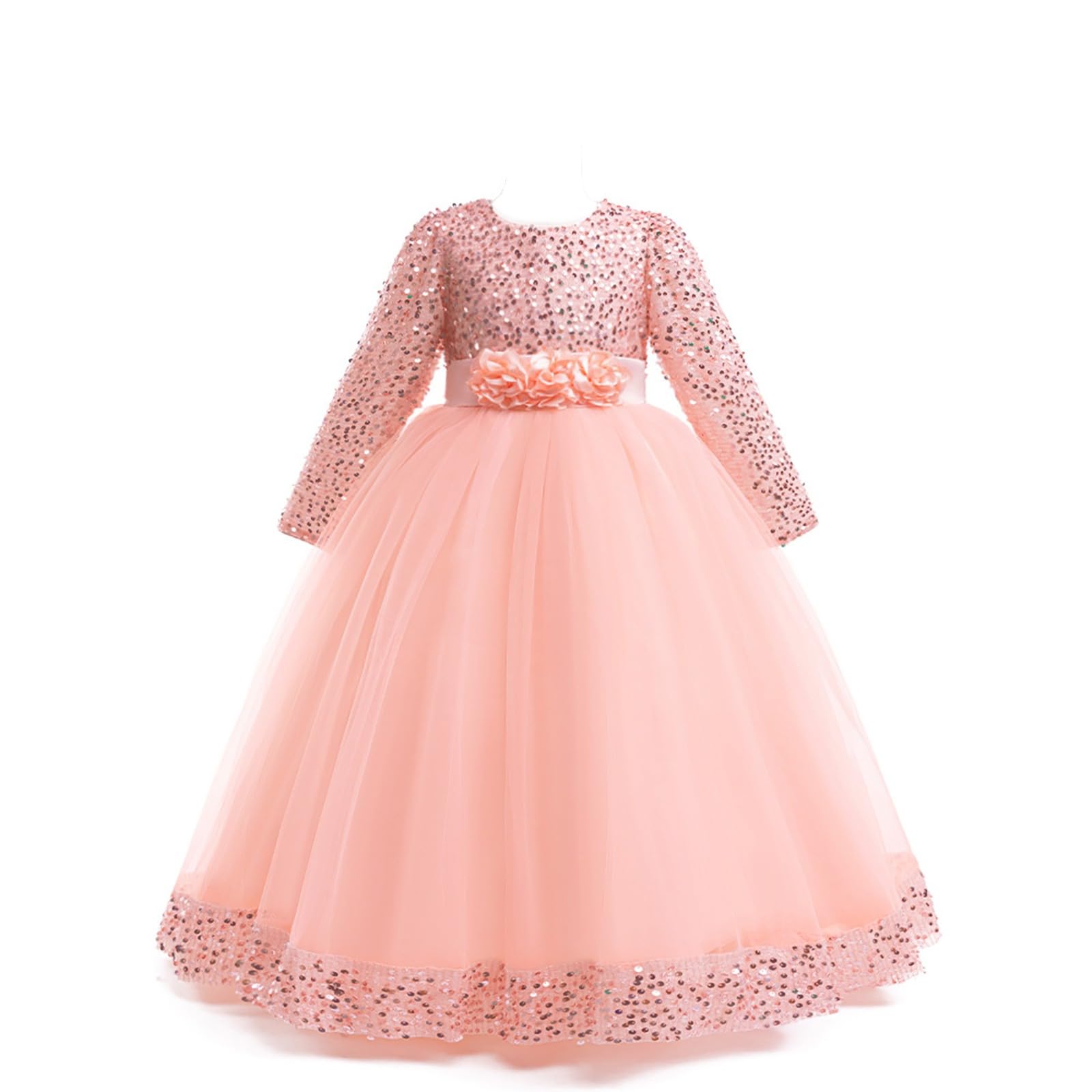 Vestido formal de tul de manga larga para niños