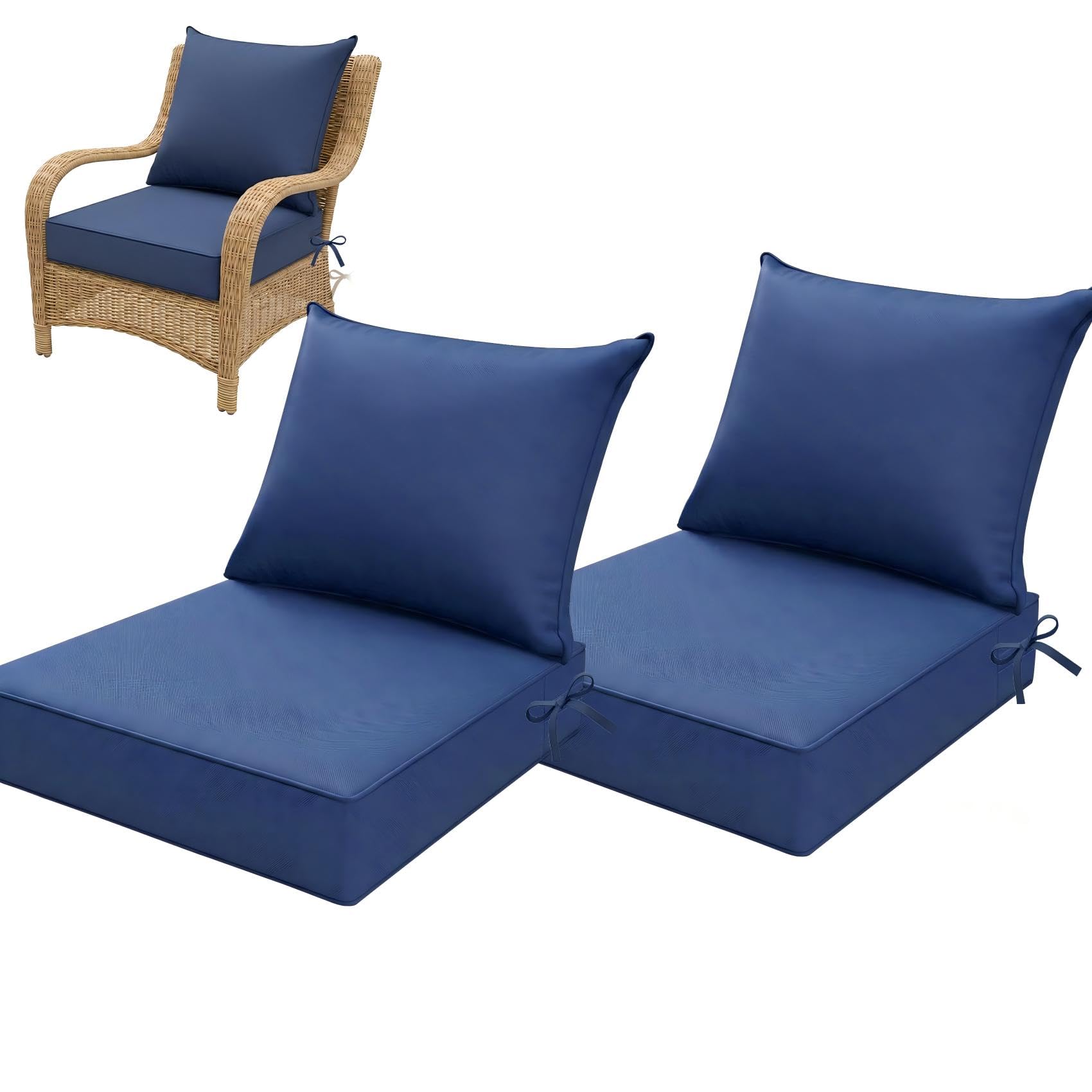 View 1 of **View Clerk Notes**Srora Outdoor Deep Seat Patio Cushions, 5-Inch Thick Outdoor Chair Cushions, Waterproof 300GSM Colorwoven Fabric, 1200H+ Fade Resistant, Hidden Zipper Covers, 2 Ties, for Chair, Loveseat & Sofa