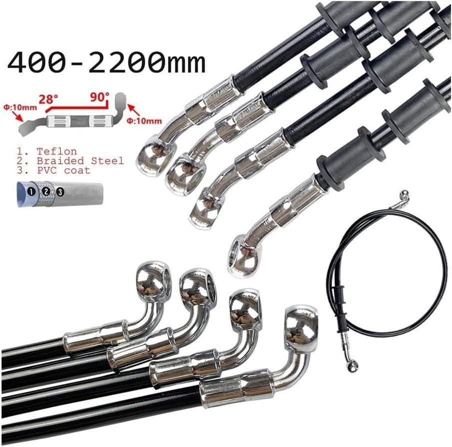Motorbike Hoses Reinforced Stainless Steel Brake Clutch DOT Braided Brake Hose Motorcycle Racing Bike Pitbike Street Bike ATV Oil Pipe Line Motorcycle Brake line