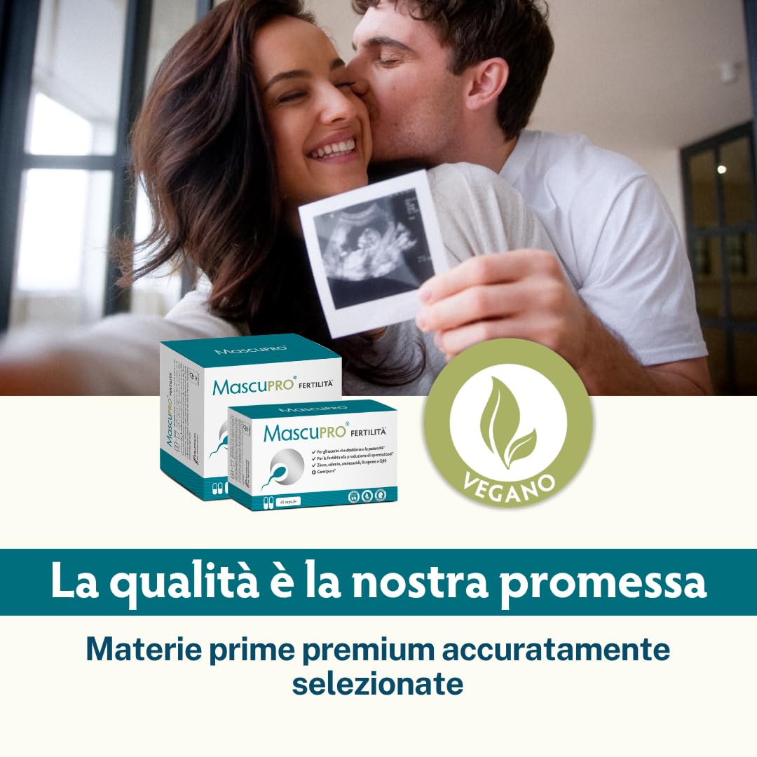 MascuPRO® Fertilitá - Produzione di spermatozoi - 180 Capsule per la fertilità maschile - L-carnitina, Zinco