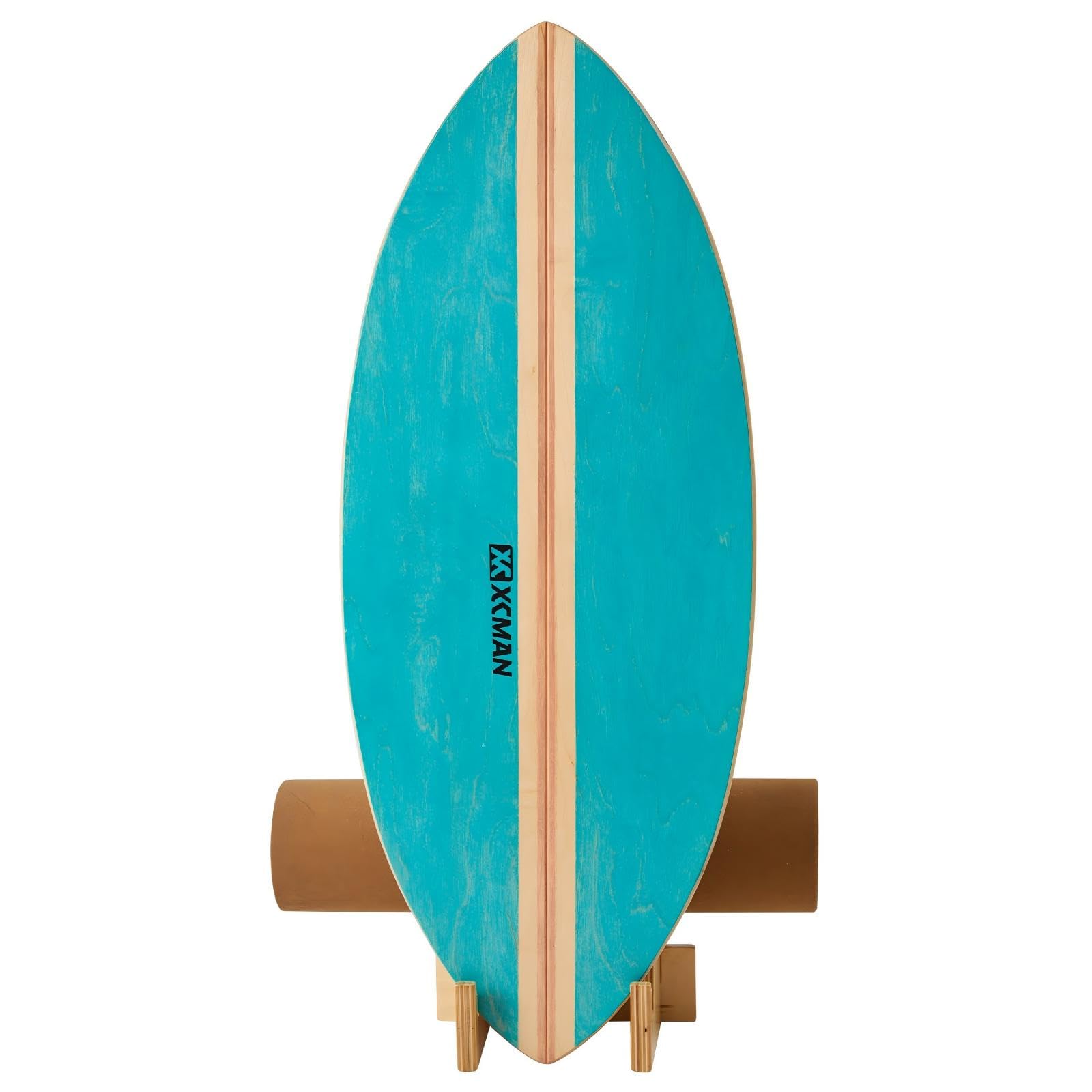 XCMAN Surf Balance Board Trainer with Roller Wooden Exercise Balancing Stability Trainer - Non Slip Surface for Adults Kids|Balance Board for Surfing,Snowboarding,Skateboarding,Hockey,Yoga Training