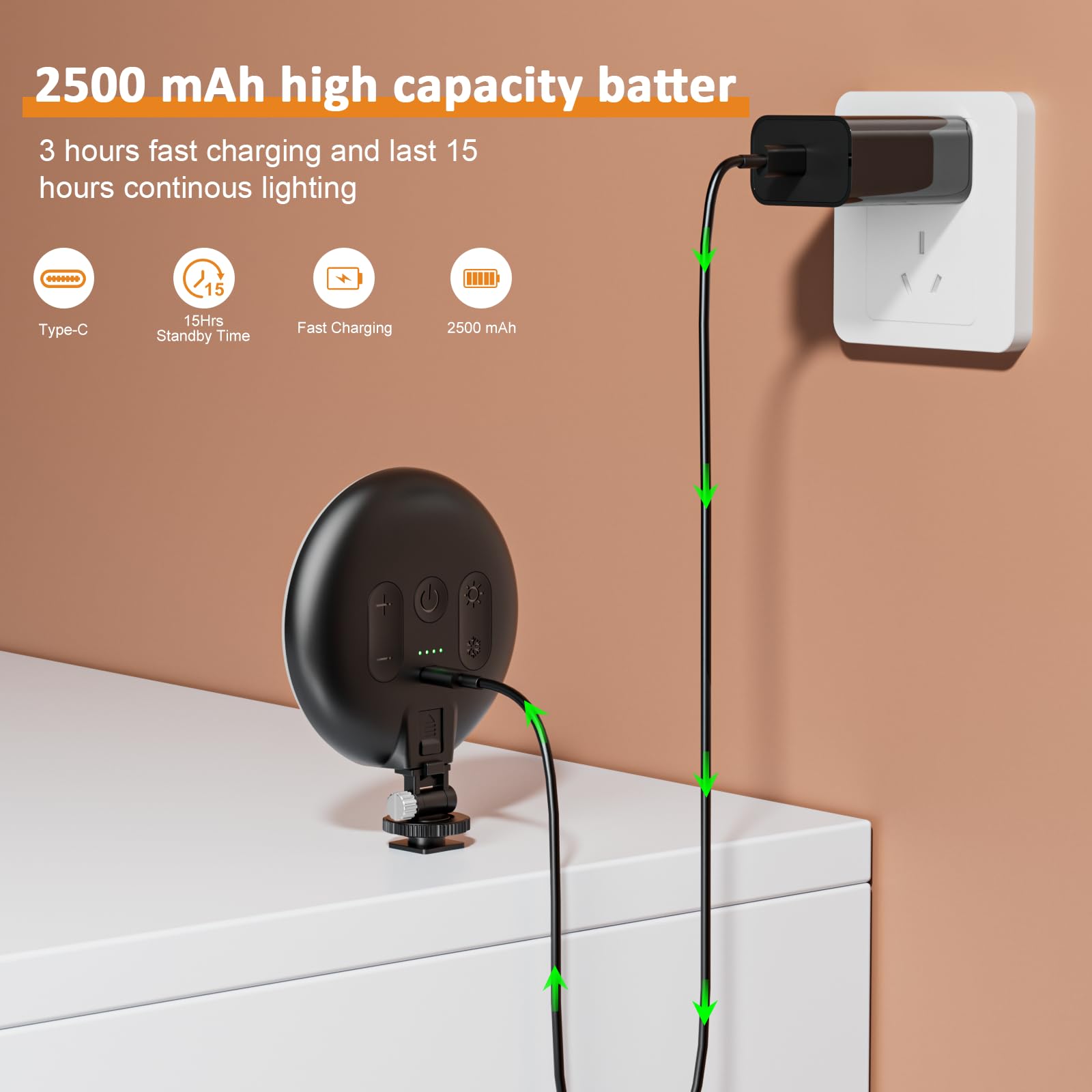 60 LED Ring Light, Rechargeable Selfie With Front & Back Clip, 2500-6500K Portable Phone, Adjustable 3 Modes for iPhone, iPad, Tablet, Laptop, CRI97+, 90 Grams (Black)