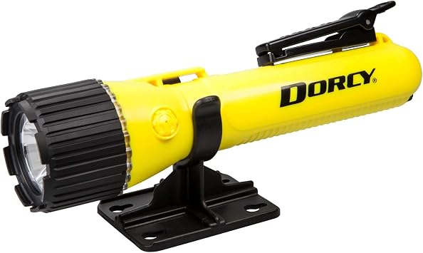 Dorcy Intrinsically Safe 124-Lumen Flashlight with Mounting Bracket and Clip, Water-Resistant, Yellow 41-0092