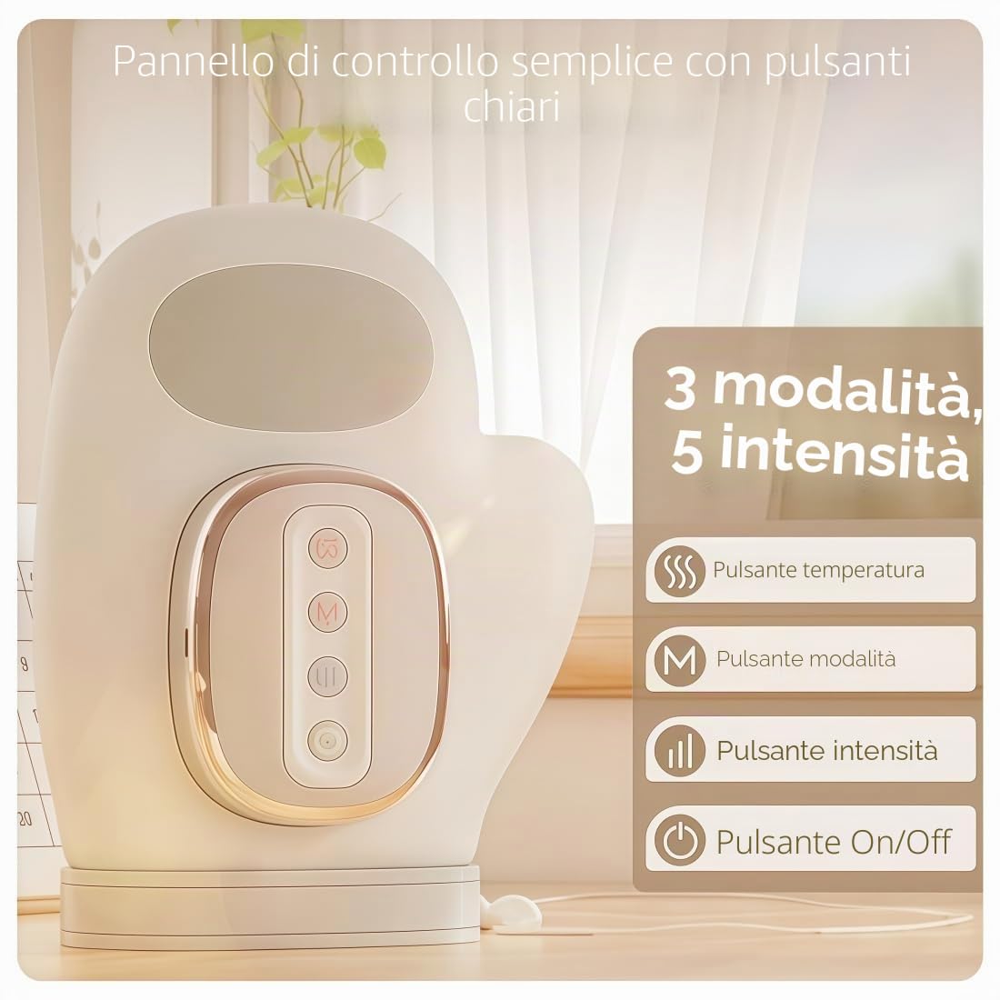 Hand Massager with Heat and Compression, Massaggiatore Elettrico per Mani, 3 Modalità e 5 Livelli di Intensità, la Sindrome del Tunnel Carpale e i Disturbi dell'Artrite, terapia per le mani