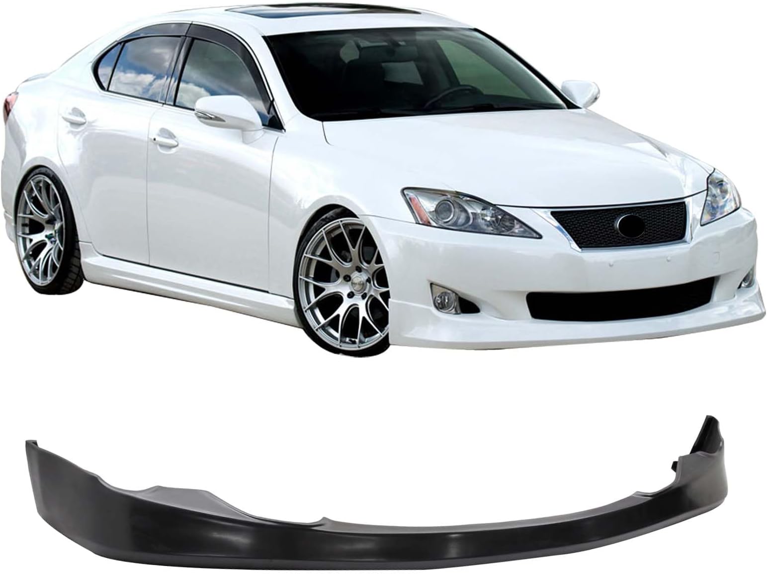 Front Bumper Lip Compatible with 2006-2008 Lexus IS250 & IS350, VIP Type PU Black Front Lip Spoiler Splitter by IKON MOTORSPORTS, 2007