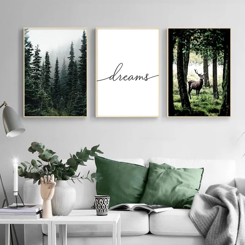 Cuadro de bosque nevado y coche para decoración navideña hogar 5