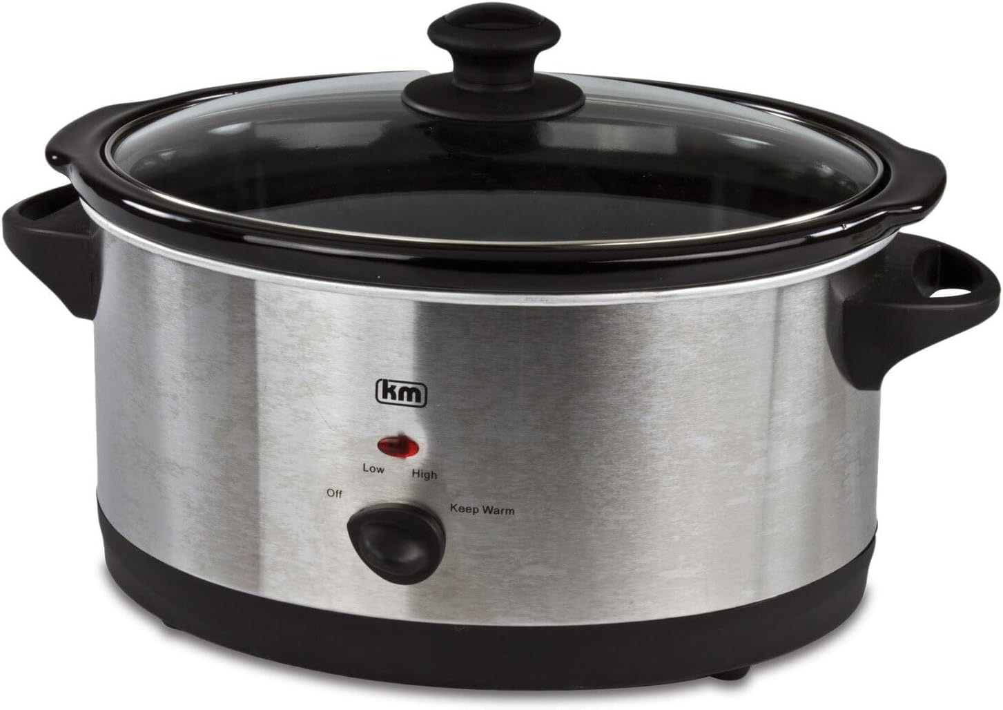 wilko Kitchen Master 3.5L Slow Cooker, Silver, Stainless Steel, Glass Lid, Temperature Control, 220W, 240V