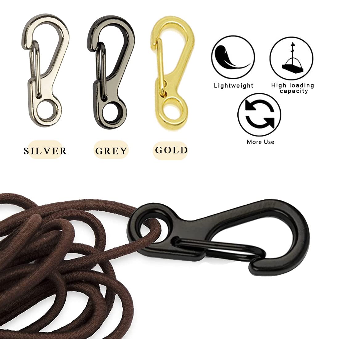 Lot De 16 Mini Mousquetons S En Alliage De Zinc Noir – Porte-Clés, Camping, Randonnée, Voyages (40 Mm)
