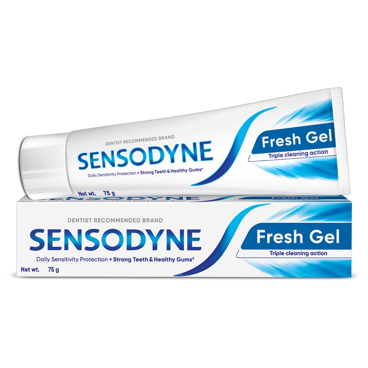 Sensodyne Toothpaste Fresh Gel | Daily Sensitivity Relief Tooth Paste Pack of 1 - 75gm | Dentist Recommended | Everyday Use Paste, Fresh Breath, Fights Tooth Decay, Maintain Healthy Gums
