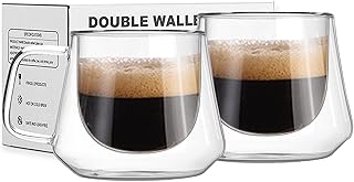 Herbst Zestaw szklanek do latte macchiato, szklanki termiczne, dwuścienne filiżanki do kawy lodu, filiżanki do kawy, szklanki do herbaty, szklanki do cappuccino ze szkła borokrzemowego, 2 x 200 ml