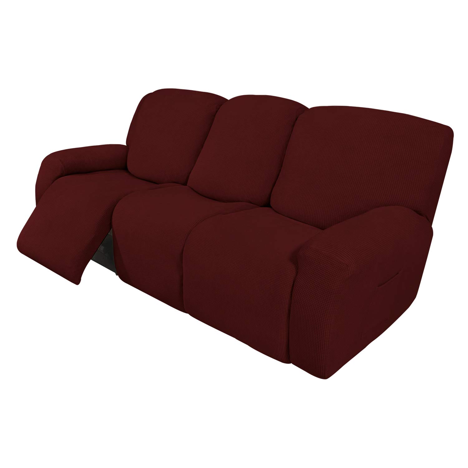 Easy-Going 8 Pieces Recliner Couch Stretch Sofa Slipcover Wine