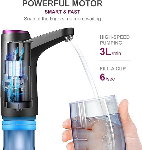 Miniatura 3 de Dispensador de agua de 5 galones, bomba automática de botella de agua potable, carga USB, ajuste universal, interruptor de botella de agua portátil
