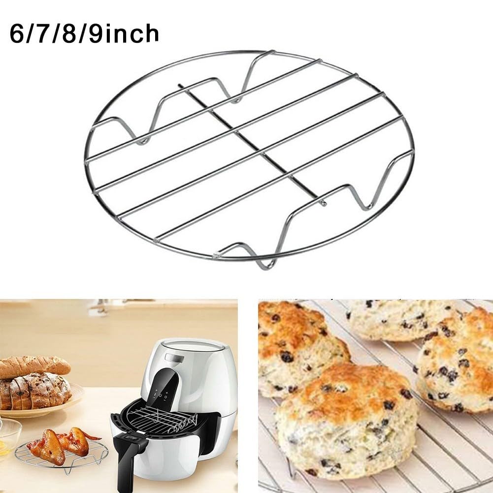 5-teiliges Edelstahl Kühlgitter-Set | Runde Roste Zum Backen, Dämpfen & Für Die Airfryer (12”-6”)