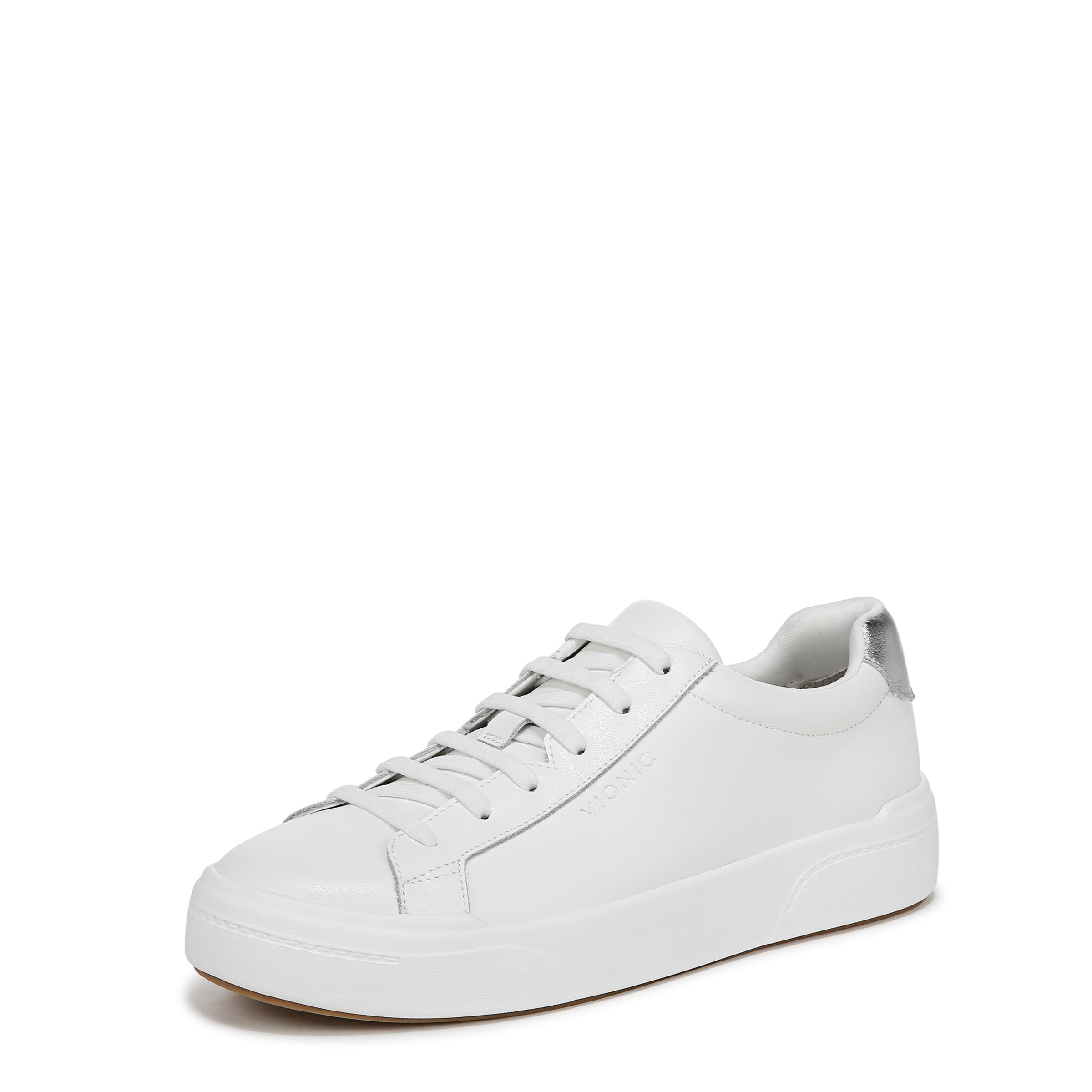 Vionic Women’s Colbie Lace-Up Trainer Wide Fit | White Leather | Lightweight Casual Sneaker | VIO Motion Arch Support & Plantar Fasciitis Relief | Comfortable Walking Shoes | UK 7