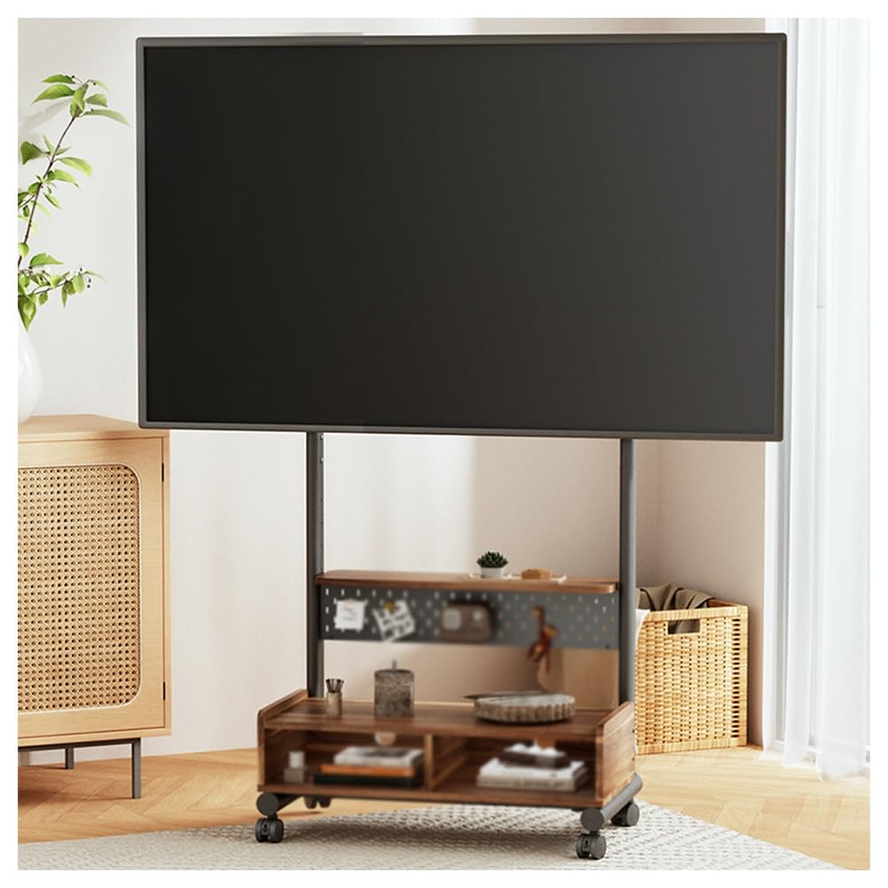 JKJZSALJ Mobile Tv Stand With Wheels For 40-85 Inch Screens, Rolling Tv Cart Heavy-Duty Floor Tv Stand With Cable Management, Universal Tv Cart For Living Room, Bedroom, Office,Brown,b,74x43.5x115 cm