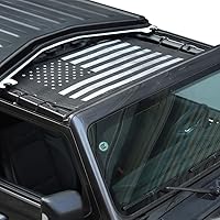 Vista 3 de Parasol de malla con bandera estadounidense, protección UV para Jeep Wrangler JL JLU 2018-2024 y Jeep Gladiator JT 2020-2024