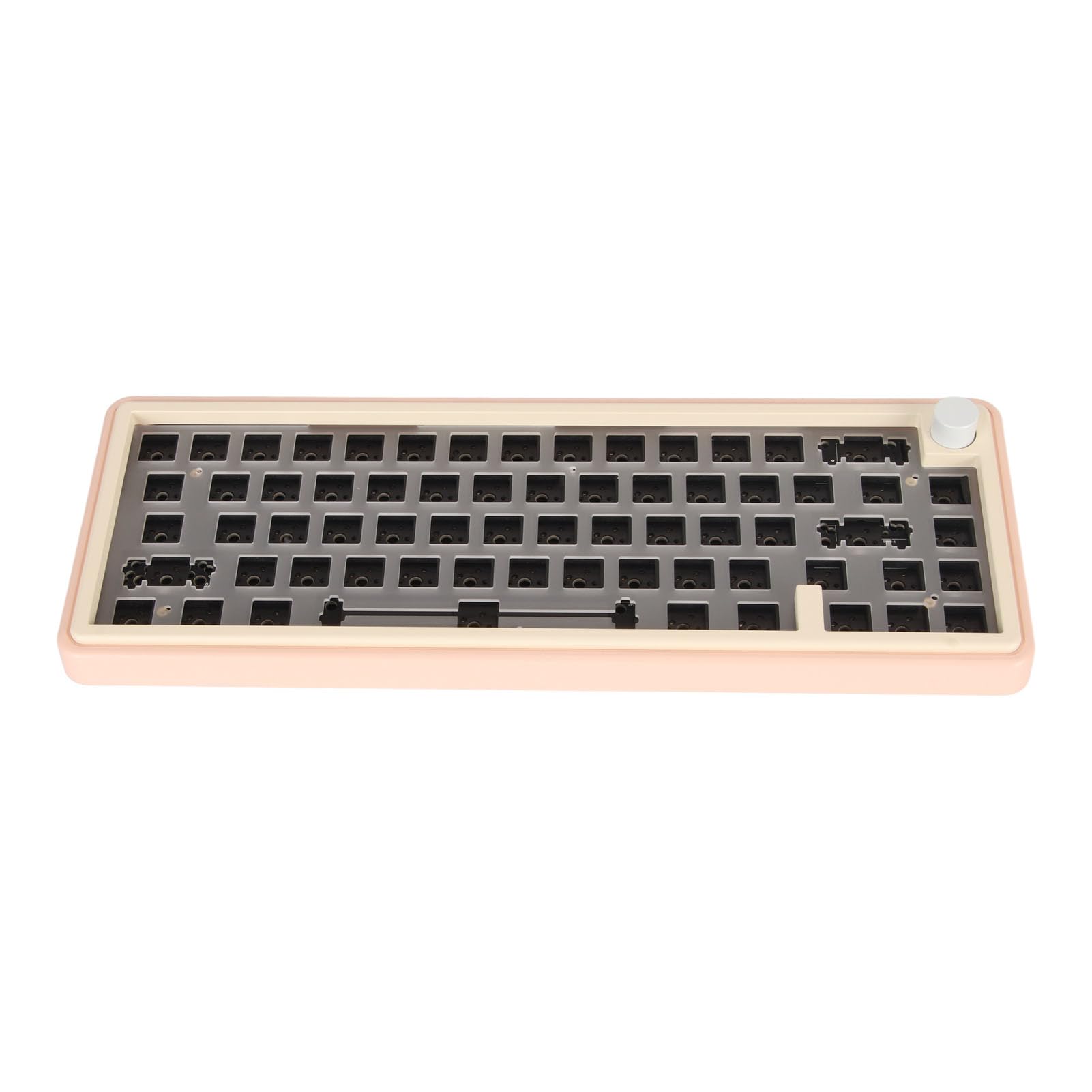 Kit de Bricolaje de Teclado, Teclado Barebones de Alta Dureza Tipo C con Cable de Aleación de Aluminio Intercambiable en Caliente con Perilla para para Oficina (Pink)