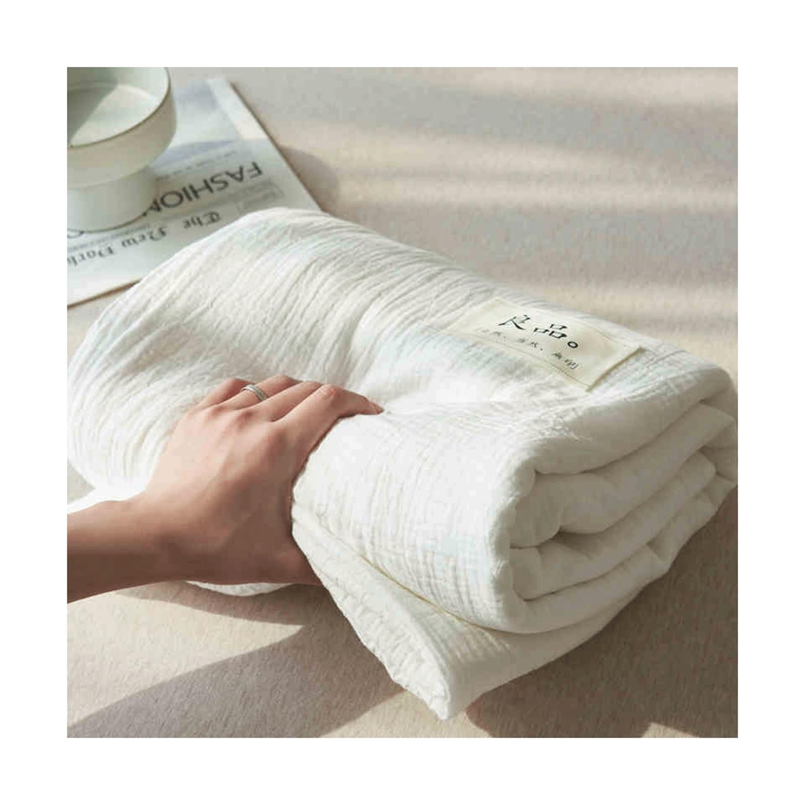 Drap plat gaze de coton 245x270 cm drap de dessus beige lit double 2 personnes