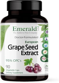 EMERALD LABS European Grape Seed Extract - Antioxidant & Immune Support Supplement - Supports Healthy Blood Flow - 90 Vegetable Capsules 90-Day Supply