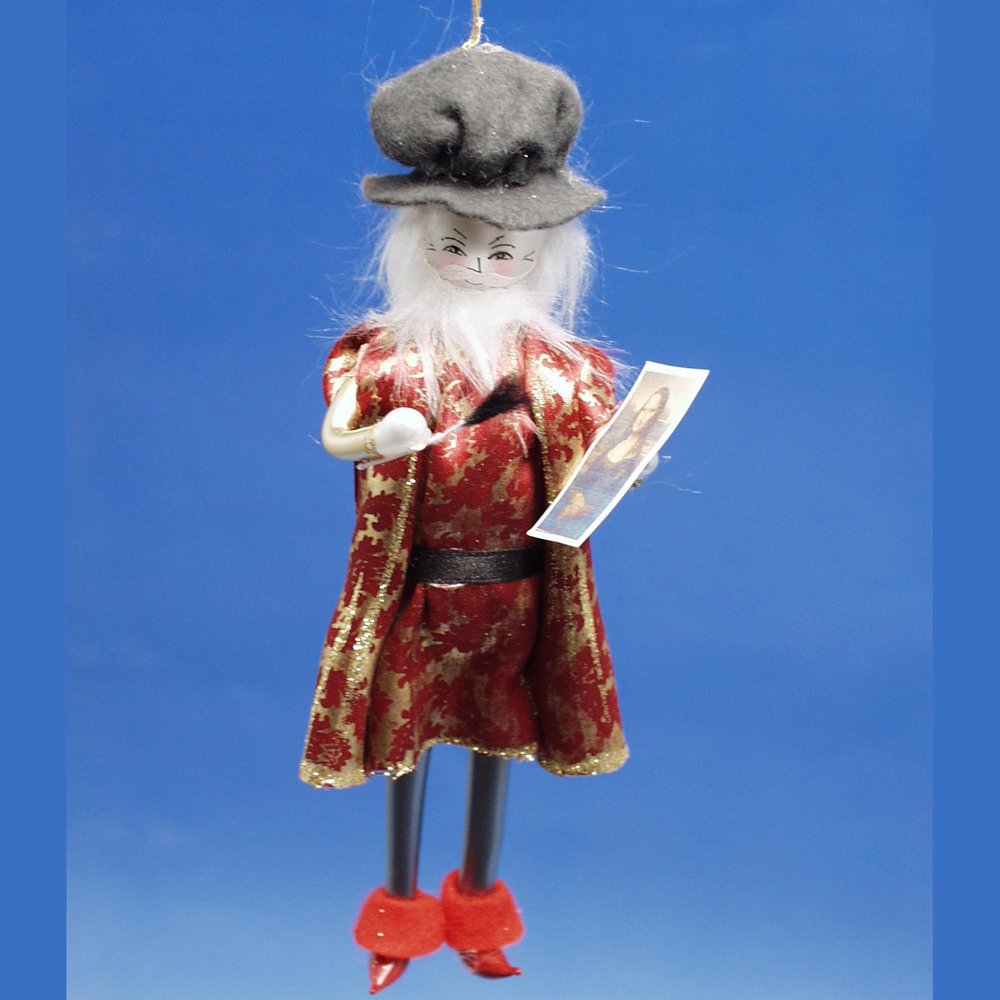 De Carlini Leonardo Da Vinci Italian Mouthblown Glass Christmas Ornament