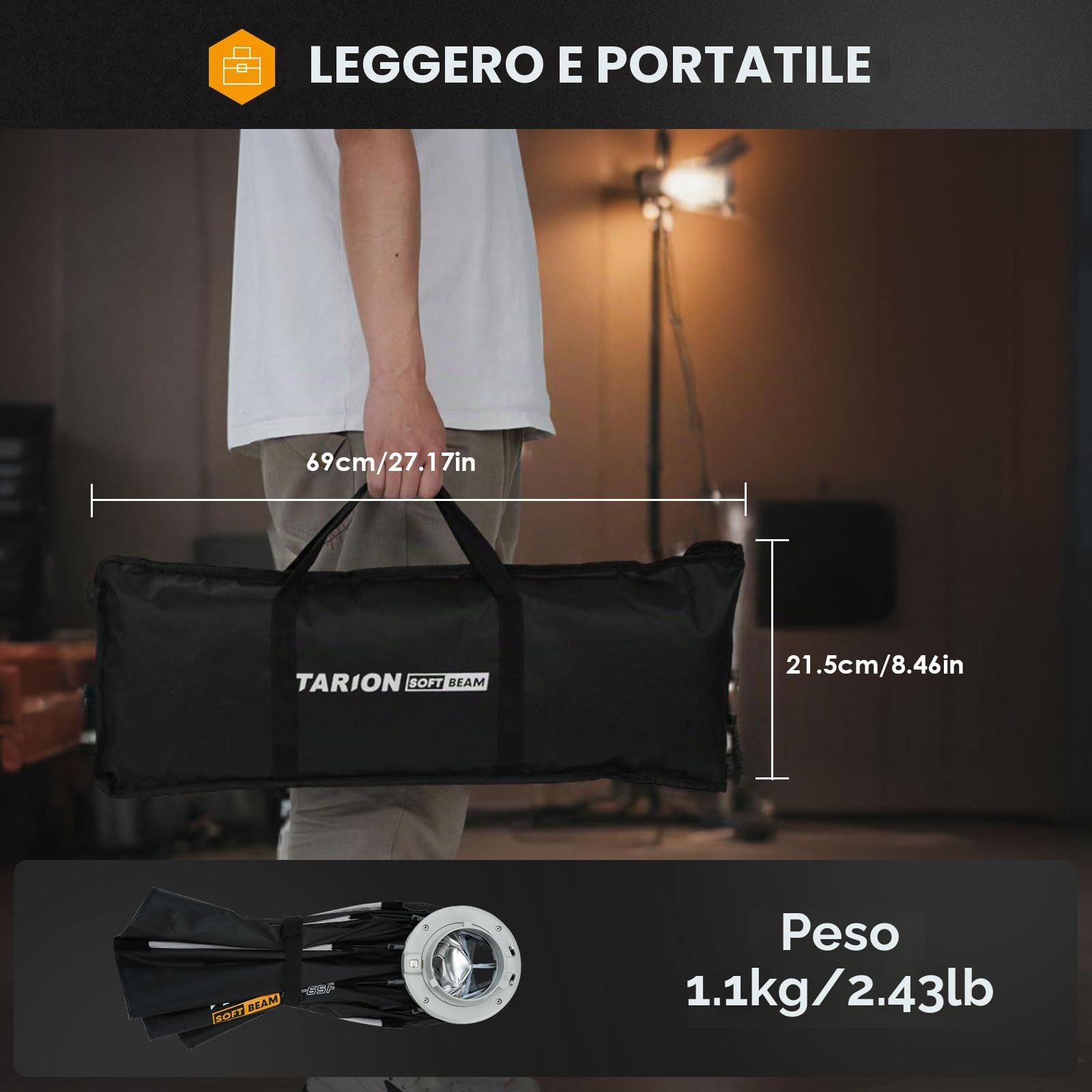 TARION Softbox Ottagonale Bowens Piephevole: 90cm Soft Box Sgancio Rapido con Griglia a Nido Portatile per Studio Fotografico Diffusori Flash a Slitta Illuminazione(90cm)