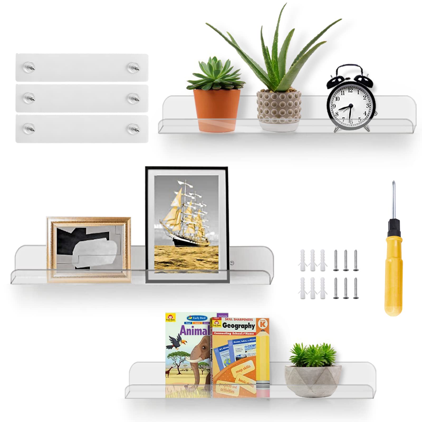 Wandregal Acryl, Transparente Schwebendes Regal Wand, Wandmontage Regal,für Badezimmer Küche Schlafzimmer (3)