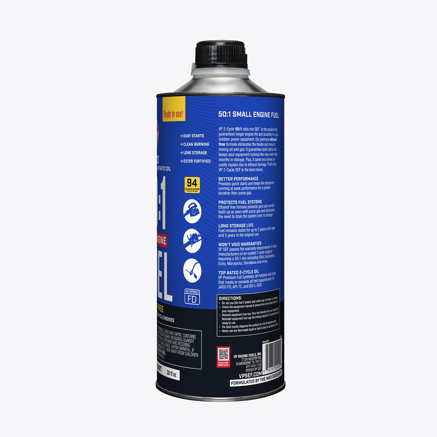 Amazon.com: VP Racing Fuels 6235 SEF 50:1 Premixed 2-Cycle Small