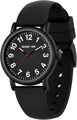 GOLDEN HOUR Waterproof Nurse Watch for Medical Professionals, Students Women Men - Military Time Luminouse Easy Read Dial, 24 Hour with Second Hand, Colorful Silicone Band (ASIN B0C1MX2M97), rank #7 by monthly sales volume for 'Timex Weekender' on Amazon