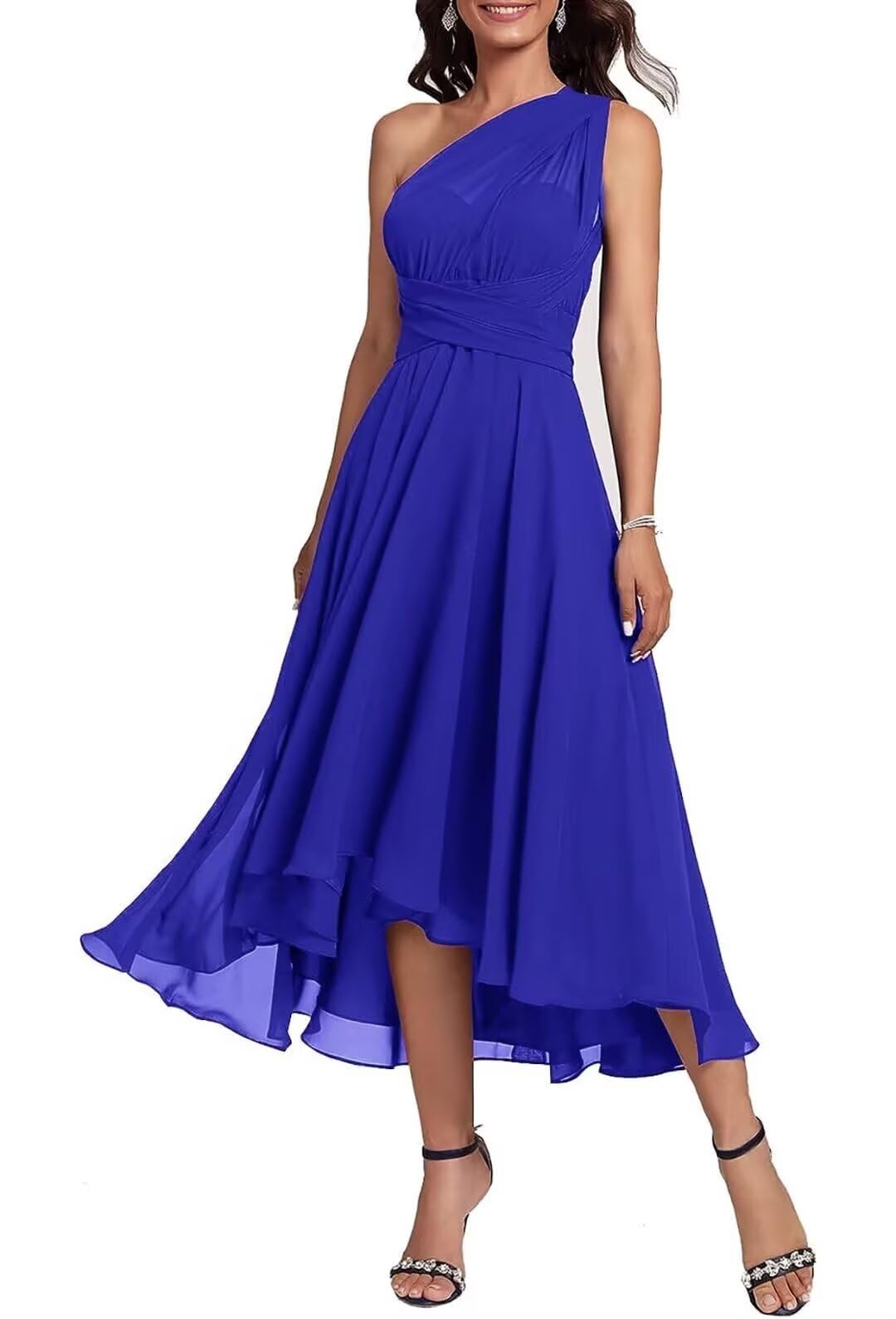 RSOPUB Convertible High Low Bridesmaid Dresses Chiffon Tea Length Infinity Formal Wedding Guest Dress