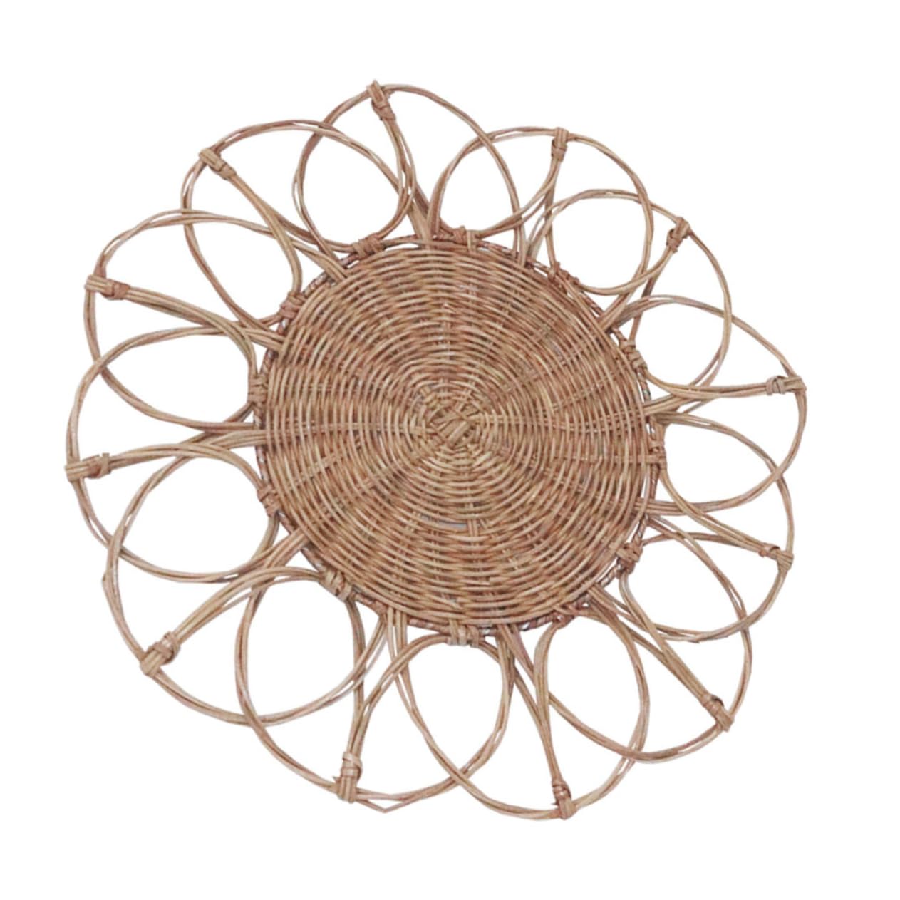Housoutil Colgante Decorativo de Ratán Tejido a Mano Diseño Floral Delicado para Decoración Práctica de Pared en Sala de Estar y Festividades