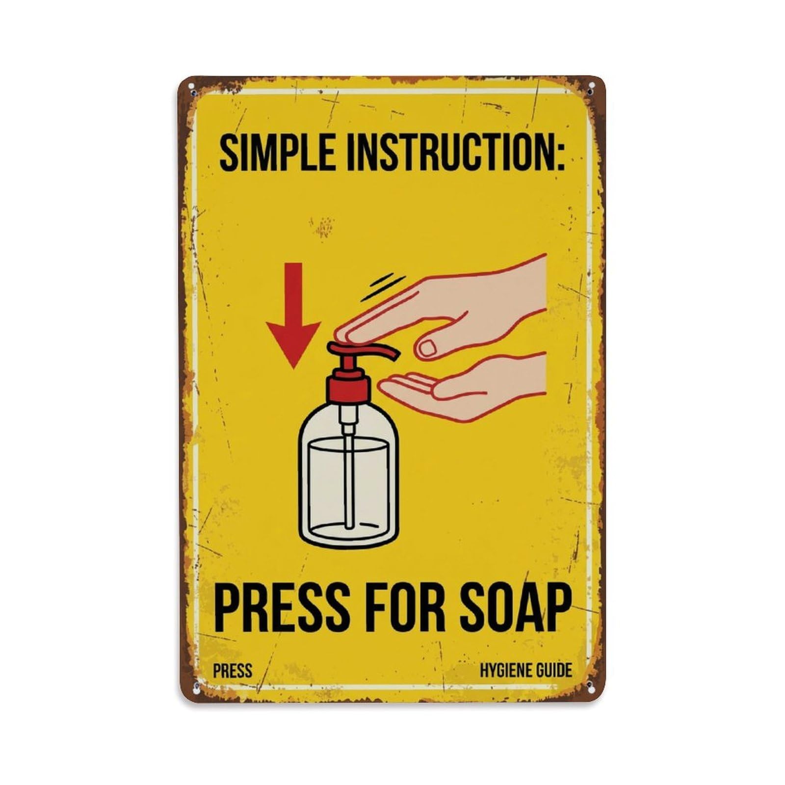 Soap Dispenser Usage Bathroom Vintage Metal Tin Sign Plaque Wall Decor for Cafe, Club, Garden Metal Poster 8x12Inch