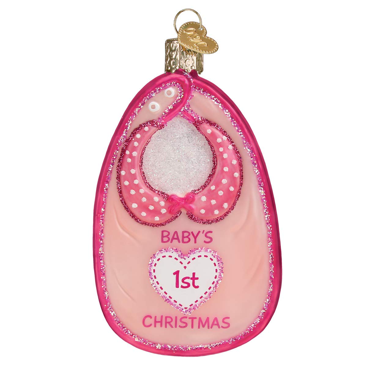 Bavoir de Noël bébé Old World rose et multicolore imperméable