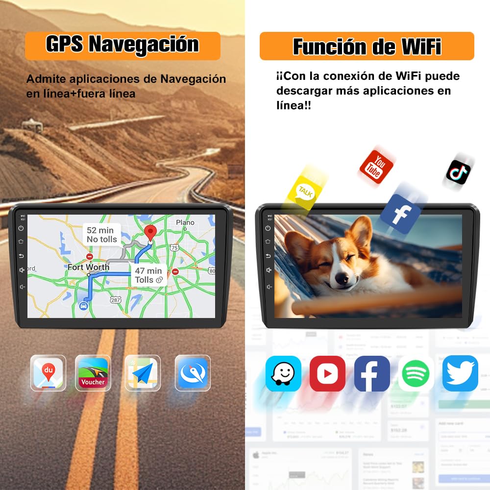 AWESAFE Android 13.0 [2GB+64GB] Radio Coche con Pantalla Táctil 9 Pulgadas para Audi A3 2006-2012, Autoradio con Bluetooth/Carplay/GPS/FM/RDS/USB, Apoya Mandos Volante y Aparcamiento