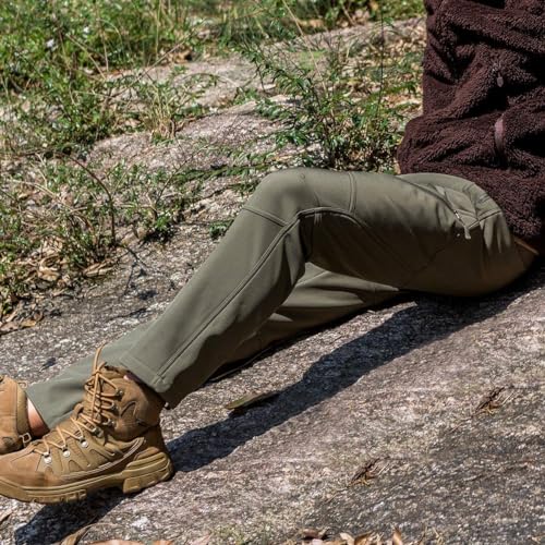 FREE SOLDIER Herren Winter wasserdichte Skihose Jagd Outdoor Hose Winddichte Thermohose Winterhose Softshellhose zum Klettern und Wandern (Armee-grün,48 Lang)