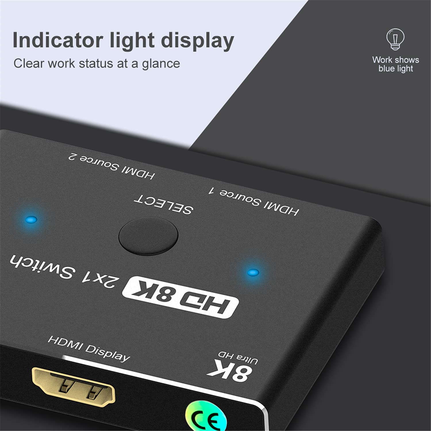 Switcher 2.1 compatibile HDMI 2 in 1 out 8K a 60Hz 4K a 120Hz Ultra HD KVM Switcher 2x1 Adattatore per PS4/5 TV Box HDTV Xbox Proiettore