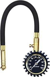 Shubiao Reifendruckprüfer Autoreifen Manometer Reifendruckprüfer Kupferventil Lederschlauch Universal Deflate 360 Grad Rot...