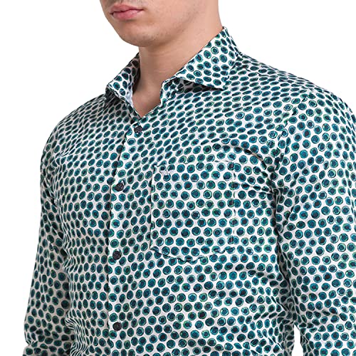 Image of Park Avenue Men's Pure Cotton Print Pattern Slim Fit Cut Away Collar Full Sleeve Casual Shirt